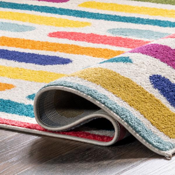 Nuloom Thick Colorful Stripes Kids Area Rug Multi