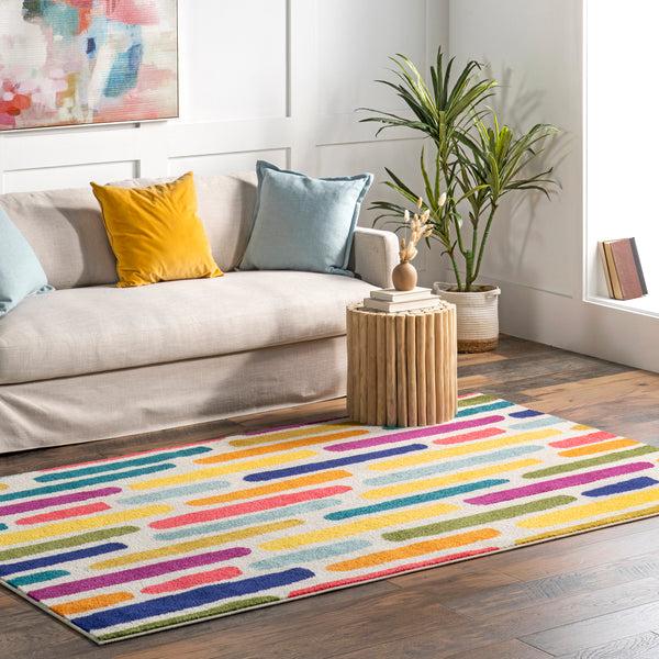Nuloom Thick Colorful Stripes Kids Area Rug Multi