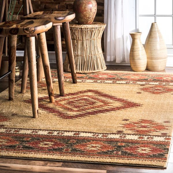 Nuloom Tribal Diamond Margene Area Rug Red