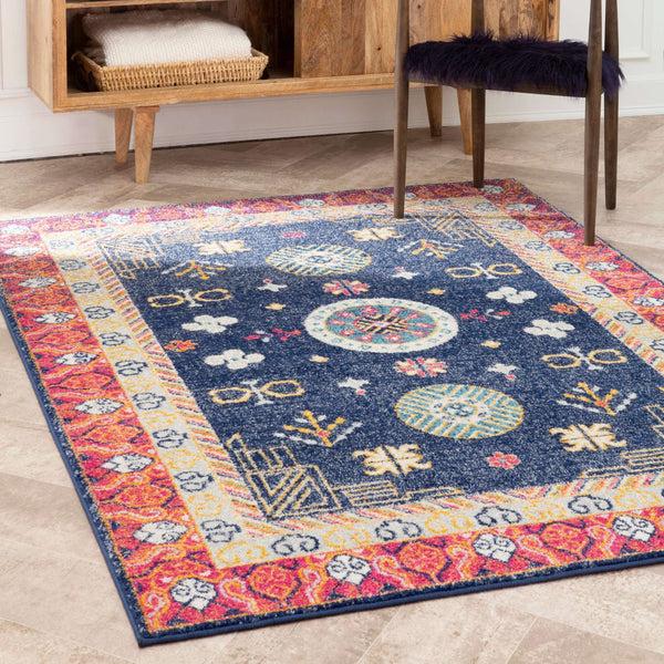 Nuloom Vintage Border Motif Blue
