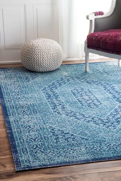 Nuloom Vintage Freda Floral Garden Blue
