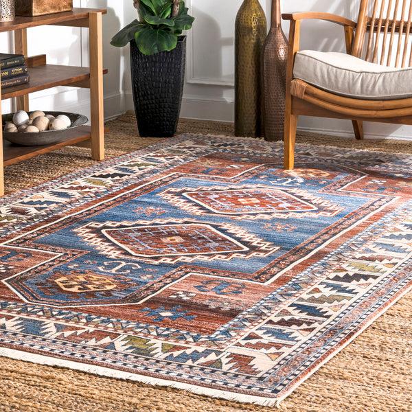 Nuloom Vintage Kathryn Aztec Tassel Area Rug Blue