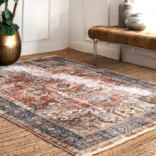 Nuloom Vintage Pauline Floral Tassel Area Rug Rust
