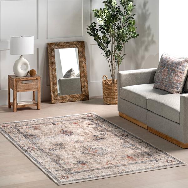Nuloom Yanet Floral Traditional Area Rug Beige