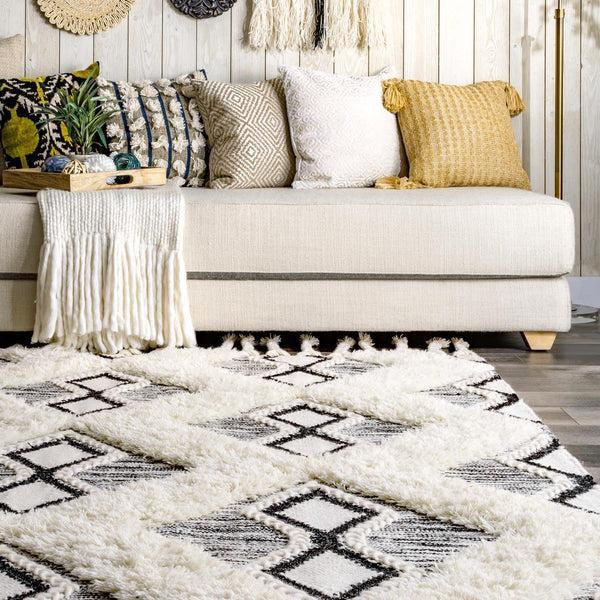 Nuloom Yara Shaggy Helix Diamonds Area Rug Grey