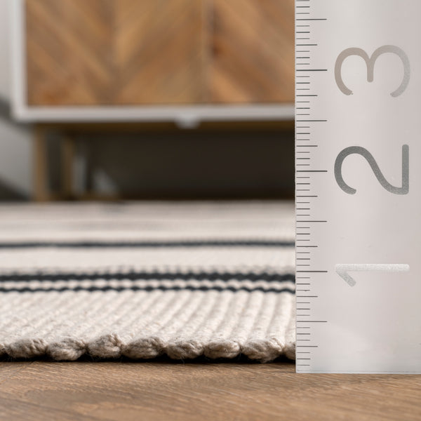 Nuloom Yarrow Striped Cotton Area Rug Ivory