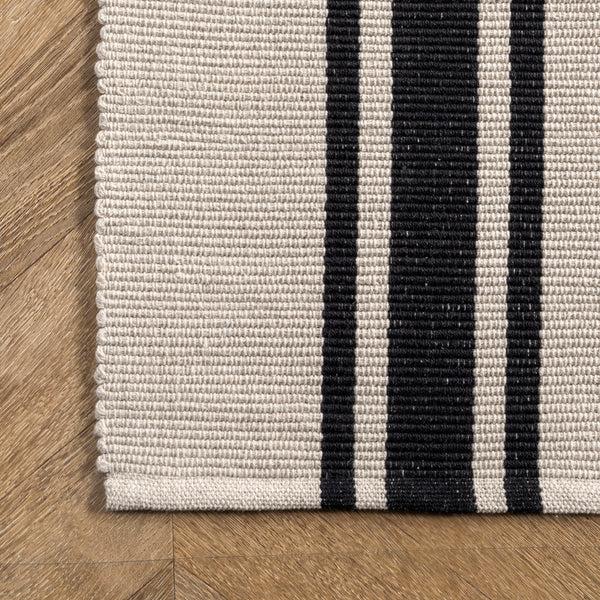 Nuloom Yarrow Striped Cotton Area Rug Ivory