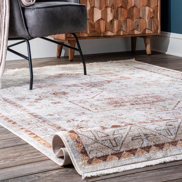 Nuloom Zahra Faded Native Panels Area Rug Beige