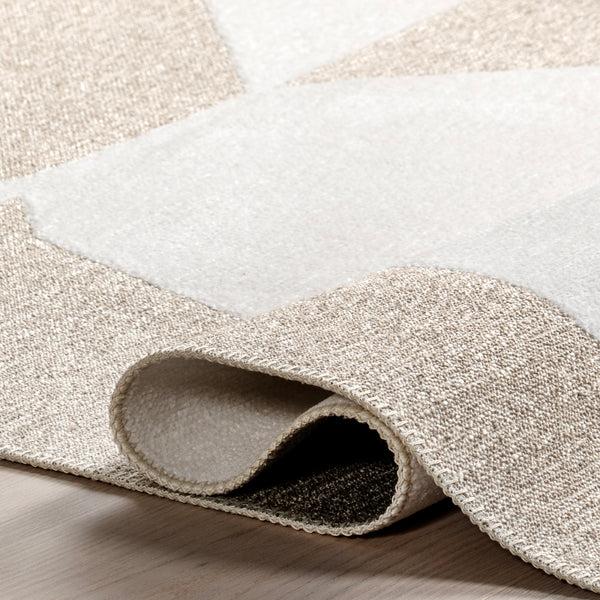 Nuloom Nura Abstract Reversible Machine Washable Fringe Area Rug Beige