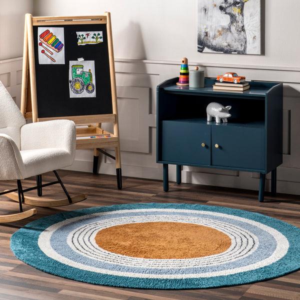 Nuloom Nydia Circular Kids Machine Washable Area Rug Moss Green
