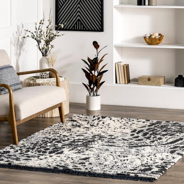 Nuloom Odelia Modern Abstract Tasseled Area Rug Gray