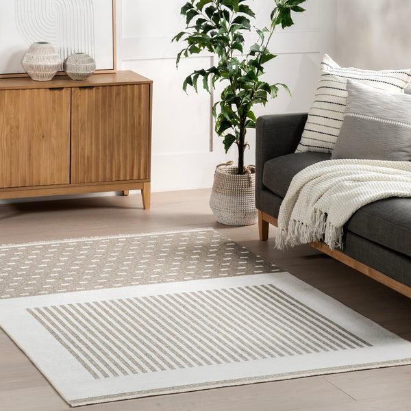 Nuloom Ofeliya Geometric Reversible Machine Washable Area Rug Beige