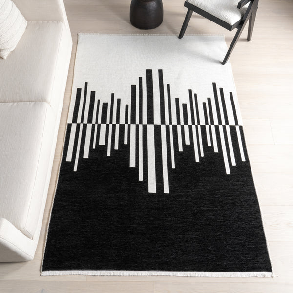 Nuloom Olea Abstract Machine Washable Area Rug Black/Cream