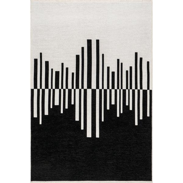 nuloom Olea Abstract Machine Washable Area Rug Black/Cream
