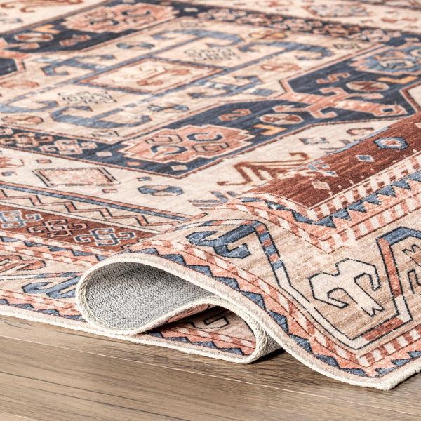Nuloom Órla Tribal Bordered Machine Washable Area Rug Rust
