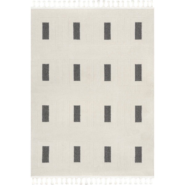 nuloom Paccia High-Low Modern Striped Tasseled Area Rug Grey