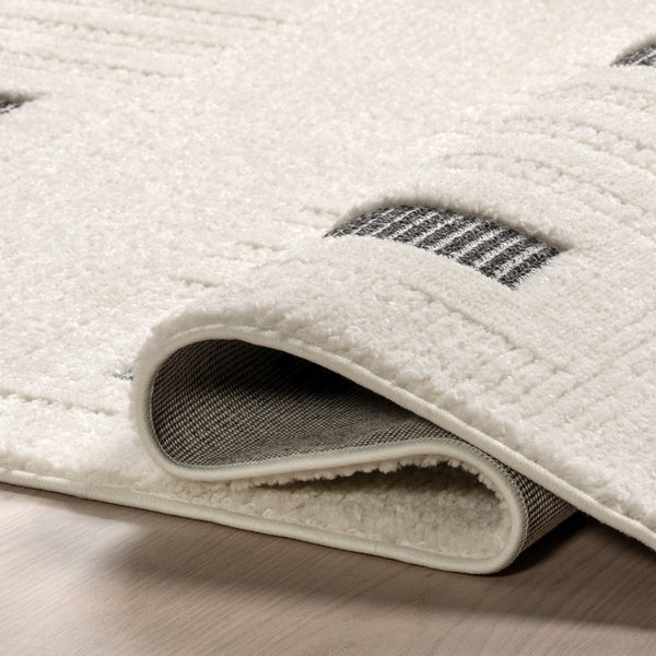 Nuloom Paccia High-Low Modern Striped Tasseled Area Rug Grey