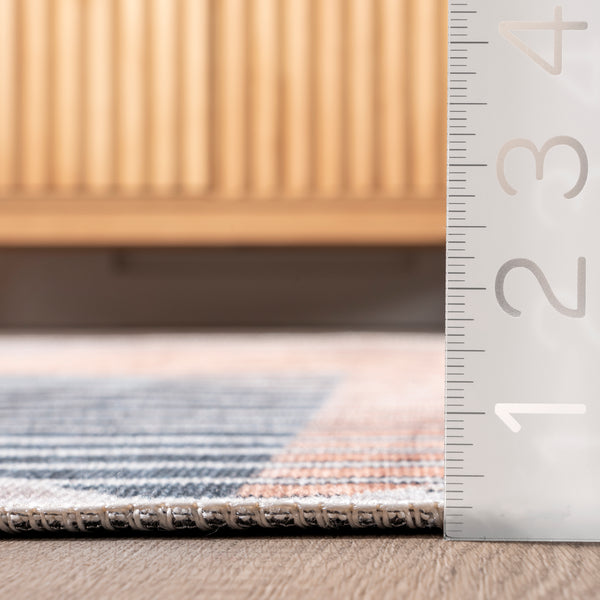 Nuloom Page Diamond Striped Machine Washable Area Rug Beige