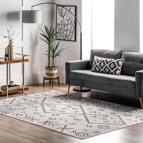 Nuloom Paige Machine Washable Moroccan Motif Area Rug Gray
