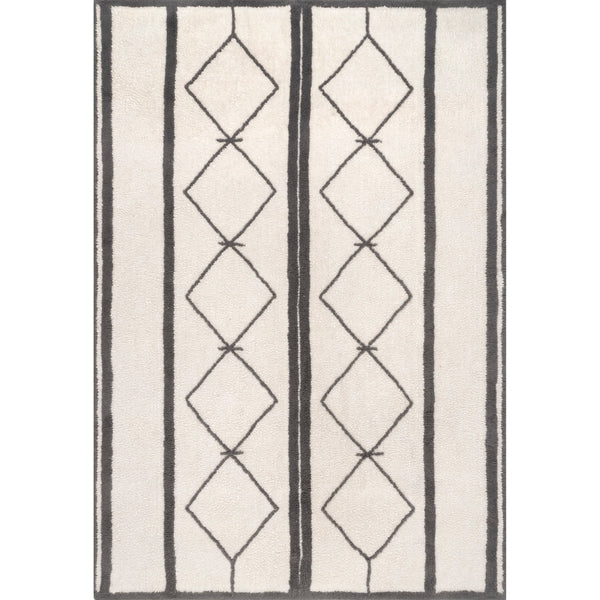 nuloom Paneled Diamonds Wool Washable Area Rug Ivory