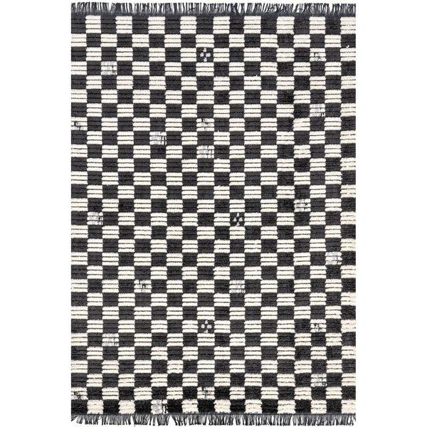 nuloom Pania Contemporary Checkered Fringe Area Rug Dark Gray