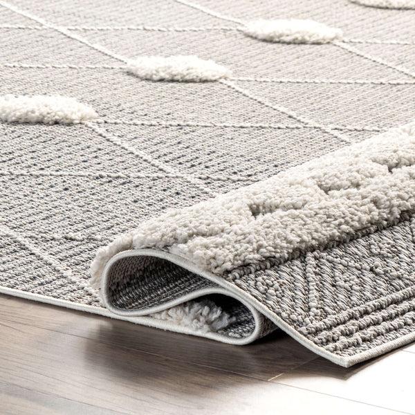 Nuloom Paola High Low Textured Shaggy Diamond Dotted Area Rug Grey