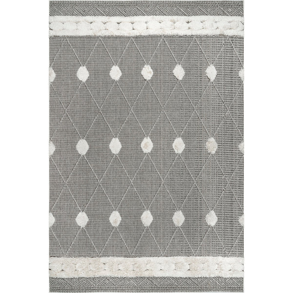 nuloom Paola High Low Textured Shaggy Diamond Dotted Area Rug Grey