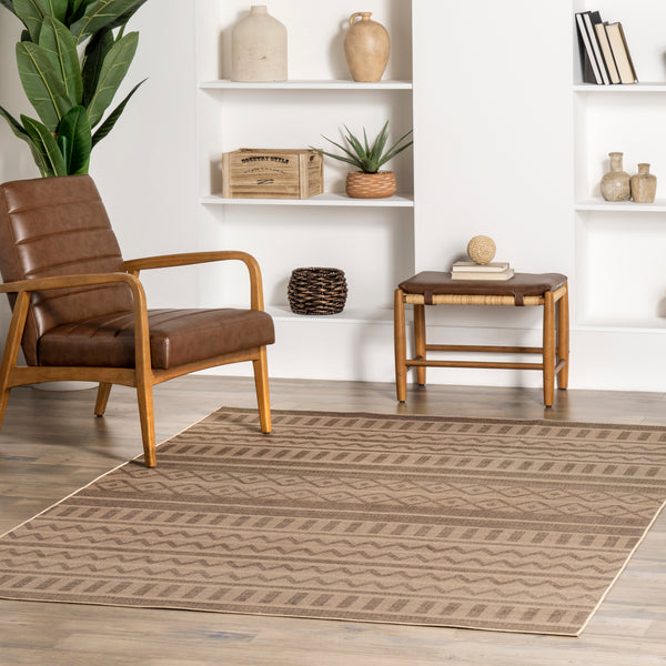 Nuloom Pattie Geometric Banded Easy-Jute Machine Washable Area Rug Natural