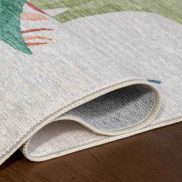 Nuloom Pavani Dinosaur SplashGuard Machine Washable Kids Area Rug White Multicolor