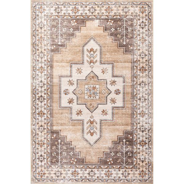 nuloom Pavani SplashGuard Vintage Bordered Machine Washable Area Rug Sand