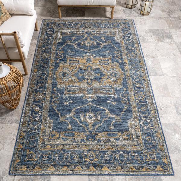 Nuloom Pearl Indoor/Outdoor Reversible Medallion Area Rug Cream & Blue