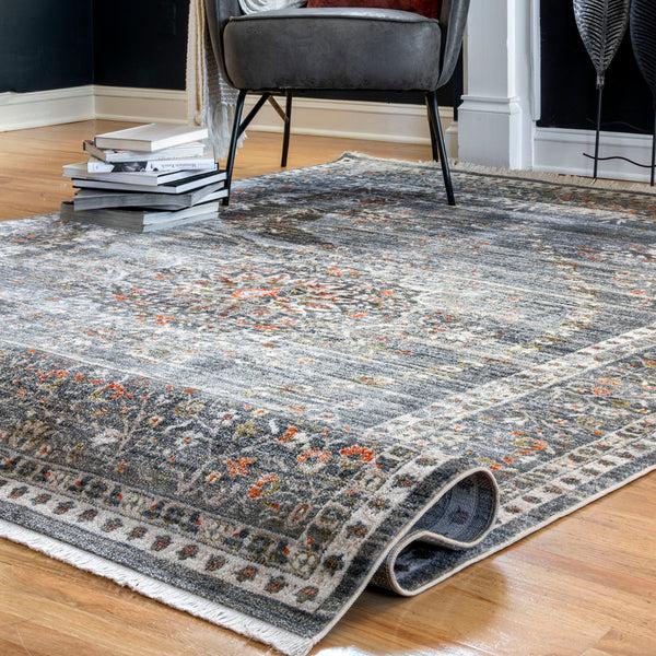 Nuloom Penny Vintage Floral Medallion Area Rug Gray