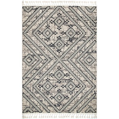 nuloom Persephone Vintage Lattice Tassel Light Grey