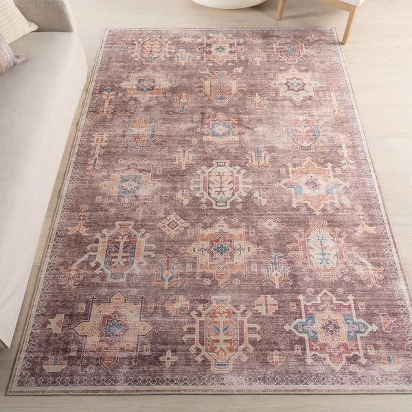 Nuloom Philomena Medallion Spill Proof Machine Washable Area Rug Brown