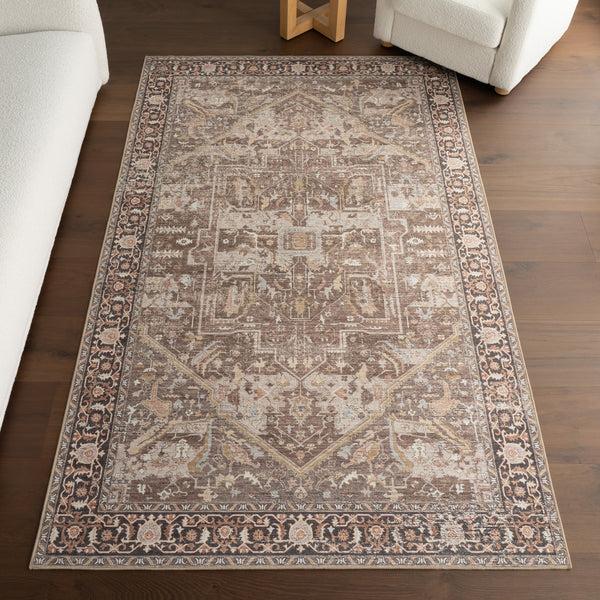 Nuloom Phoebe Medallion Spill Proof Machine Washable Area Rug Dark Brown
