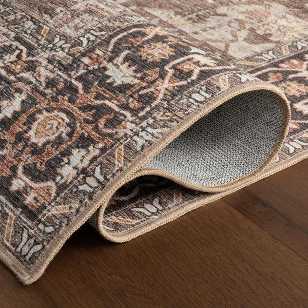 Nuloom Phoebe Medallion Spill Proof Machine Washable Area Rug Dark Brown