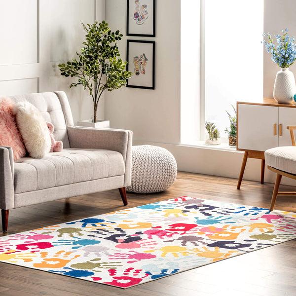 Nuloom Pinkie Machine Washable Handprint Kids Area Rug Multi