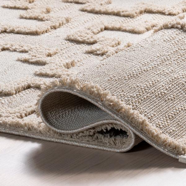 Nuloom Polina Geometric High-Low Tasseled Area Rug Beige