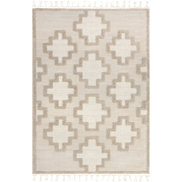 nuloom Polina Geometric High-Low Tasseled Area Rug Beige