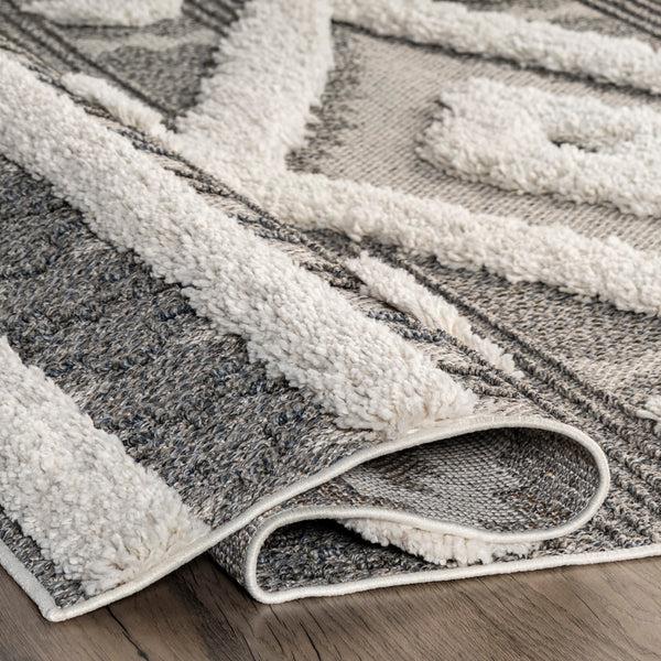 Nuloom Presleigh High Low Textured Shaggy Diamond Area Rug Grey