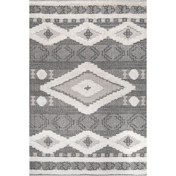 nuloom Presleigh High Low Textured Shaggy Diamond Area Rug Grey