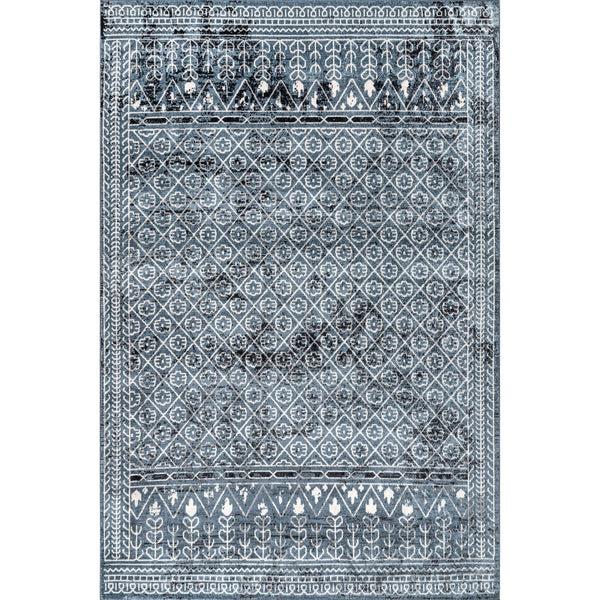 nuloom Prestyn Machine Washable Faded Tribal Trellis Area Rug Blue