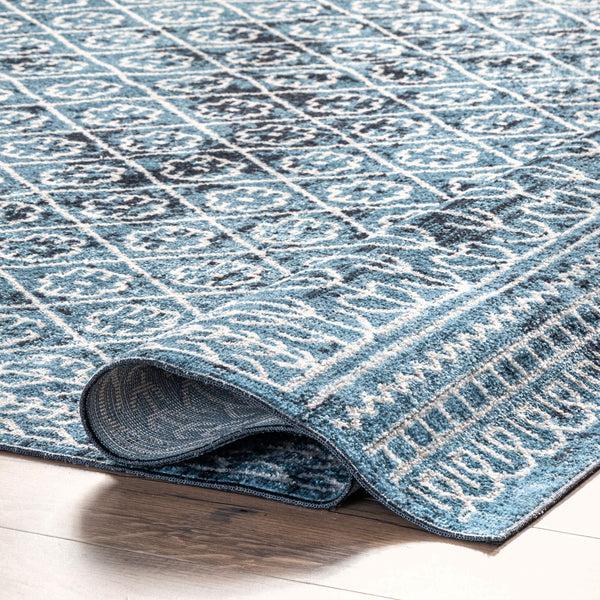 Nuloom Prestyn Machine Washable Faded Tribal Trellis Area Rug Blue
