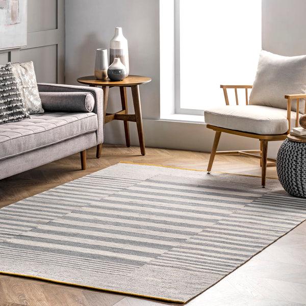 Nuloom Primrose Hand Loomed Striped Cotton Area Rug Grey