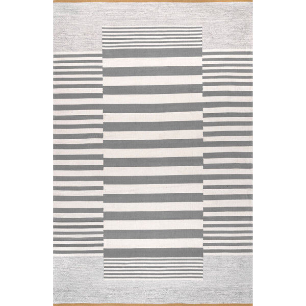nuloom Primrose Hand Loomed Striped Cotton Area Rug Grey