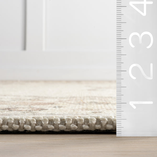 Nuloom Princesa Medallion Wool And Cotton Area Rug Beige
