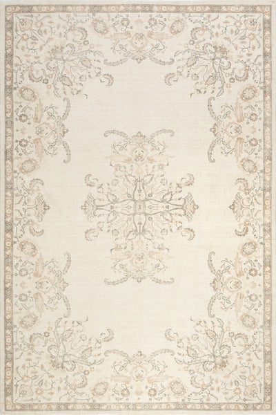 nuloom Princesa Medallion Wool and Cotton Area Rug Beige