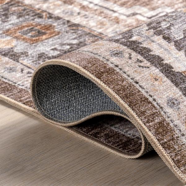 Nuloom Prudence Medallion Spill Proof Machine Washable Area Rug Brown