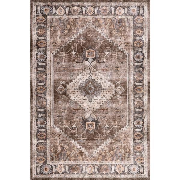 nuloom Prudence Medallion Spill Proof Machine Washable Area Rug Brown