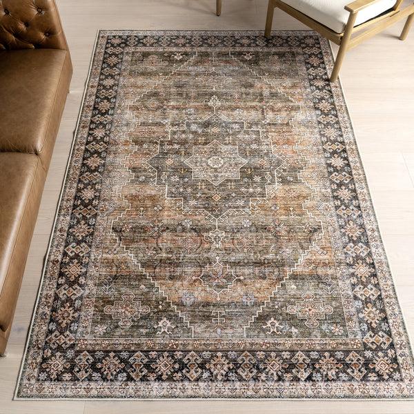 Nuloom Purdie Medallion Spill Proof Machine Washable Area Rug Sage Green
